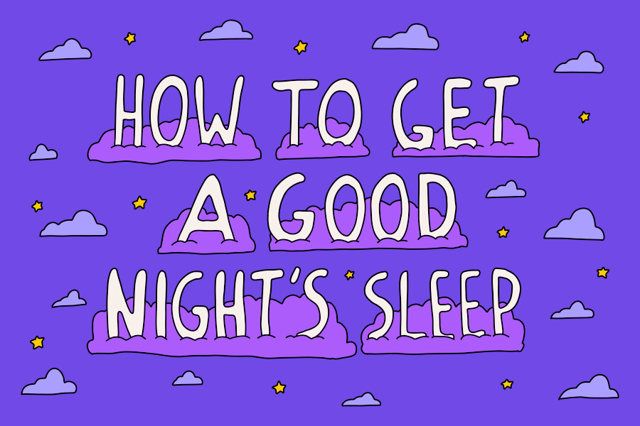 Illustration o the words how to get a good nights sleep
