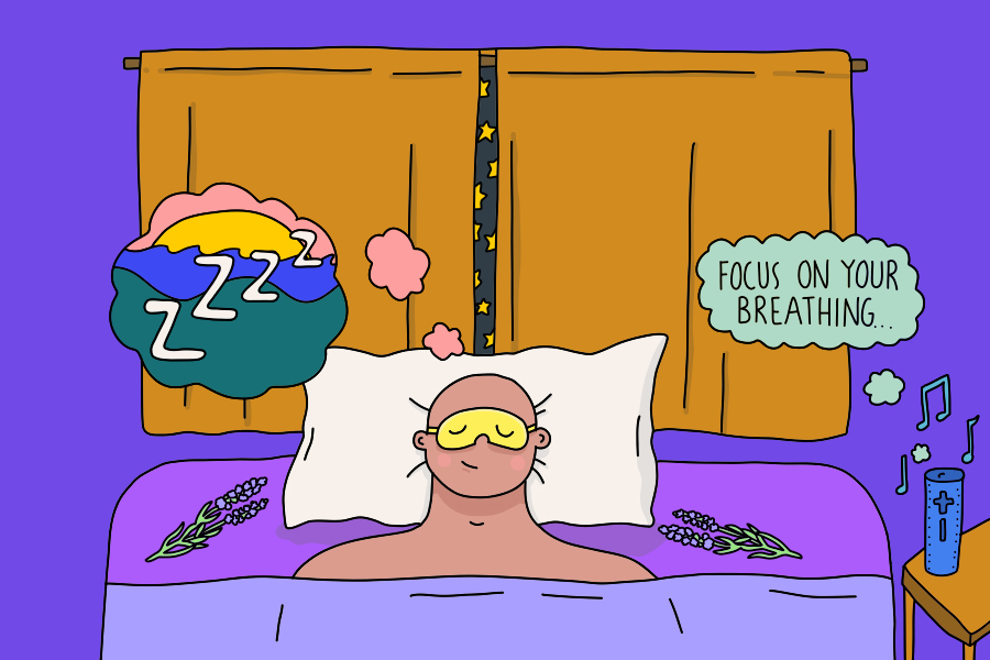 Illustration of a person sleeping in bed